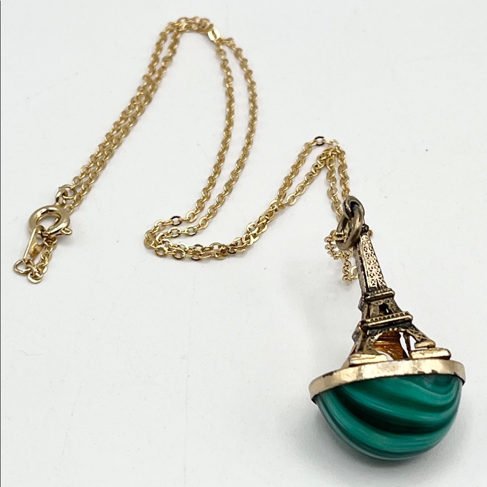 Vintage Paris Eiffel Tower Glass Necklace